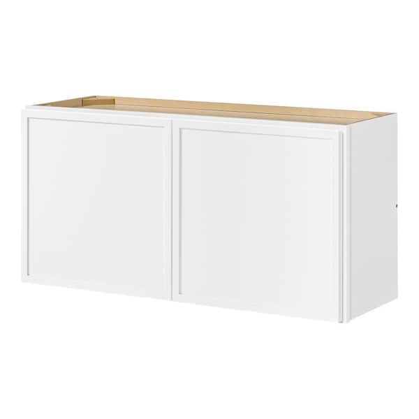 Hampton Bay Leyton 36 in. W x 12 in. D x 18 in. H Ready to Assemble Plywood Slim Shaker Wall Bridge Kitchen Cabinet in Alpine White