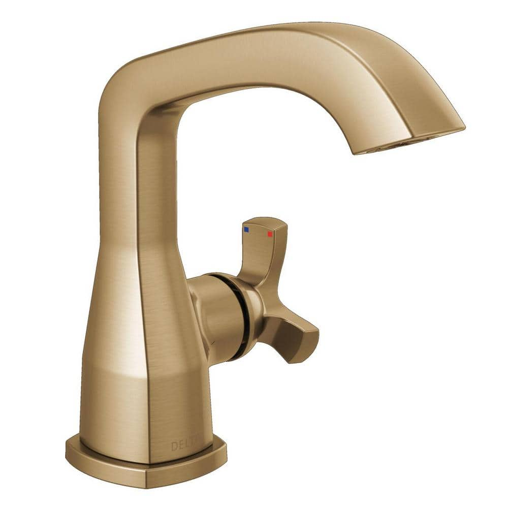 Delta Stryke Single Handle Single Hole Bathroom Faucet In Lumicoat Champagne Bronze 5766 Cz Pr 1256