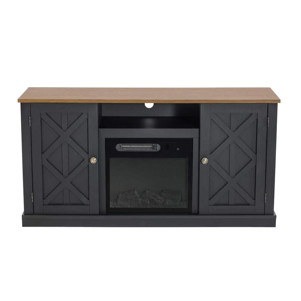 Charcoal 59'' Electric Fireplace TV Stand with Cabinet for 60'' TVs