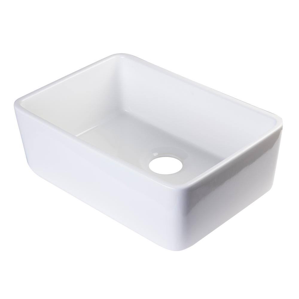 White Fireclay Single Bowl Farmhouse Apron Kitchen Sink