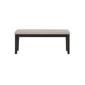 Harington Brown Upholstered Black Wood Bench 44 in.