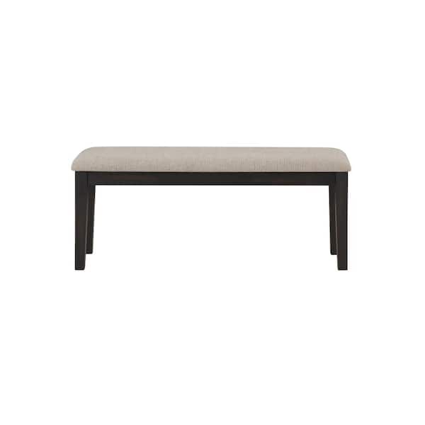 Steve Silver Harington Brown Upholstered Black Wood Bench 44 in.