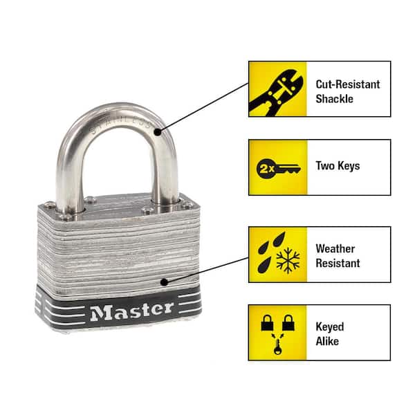 Master Lock Stainless Steel Outdoor Padlock with Key, 2 in. Wide