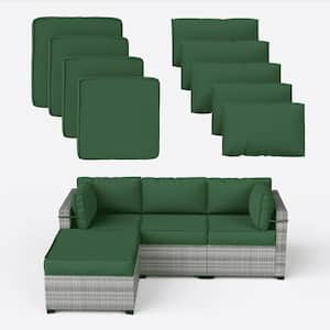 25.6 in. x 25.6 in. x 4 in. (9-Piece) Deep Seating Outdoor Lounge Chair Sectional Cushion Green