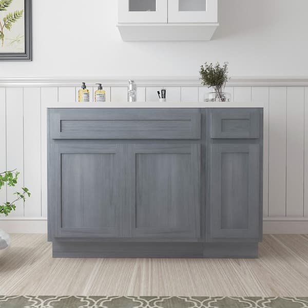 Vanity Art 51 in. W. x 21 in. D x 32.5 in. H Bath Vanity Cabinet without Top in Silver