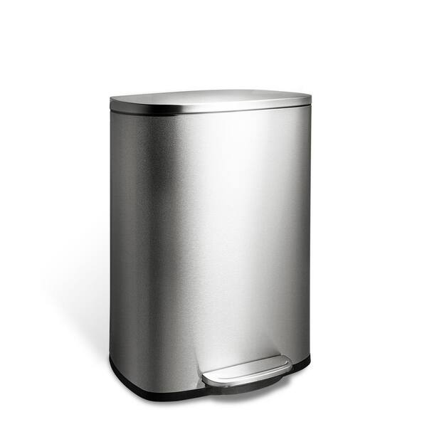 HDX 50L Stainless Steel Rectangle Step-On Trashcan
