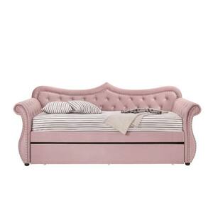 Pink Twin Daybed with Trundle,Fabric