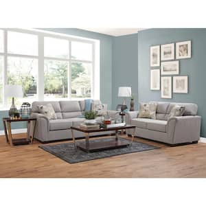 Eureka Series 60 in. Blue Fabric 2-Seater Loveseat with 2-Throw Pillows