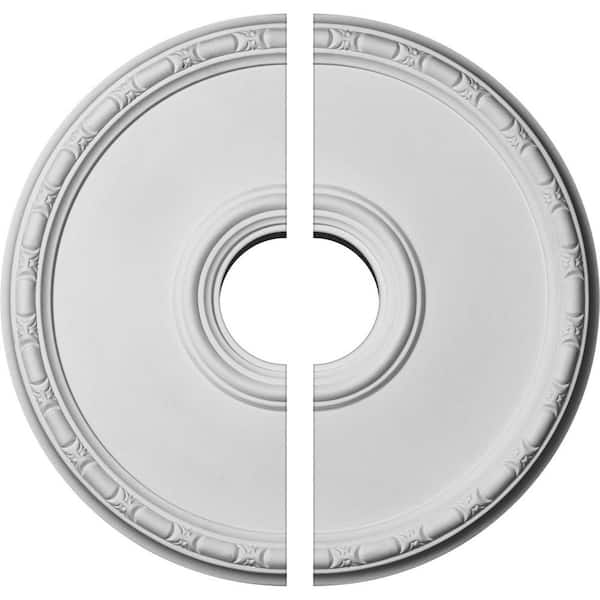 Ekena Millwork 19-3/4 in. x 1-3/8 in. Pessa Bead and Barrel Urethane Ceiling Medallion, 2-Piece (Fits Canopies up to 6 in.)