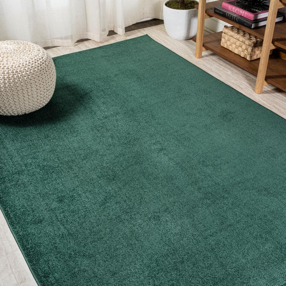 Emerald Green Synthetic Reversible Low-Pile Area Rug