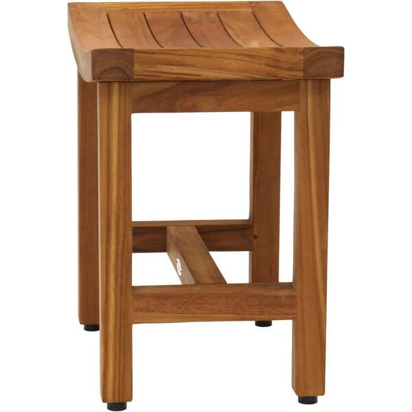 AquaTeak Patented 18 Sumba Teak Shower Bench with Shelf Kitchen & Bath