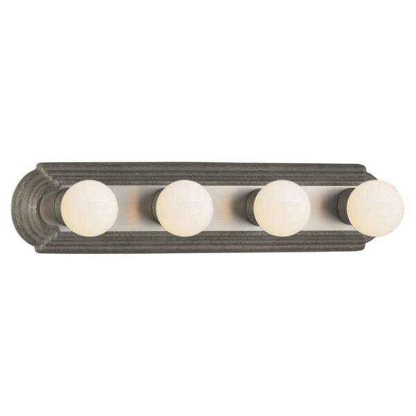 Forte Lighting 4-Light Brushed Nickel/River Rock Bath Vanity with Clear Glass Shade