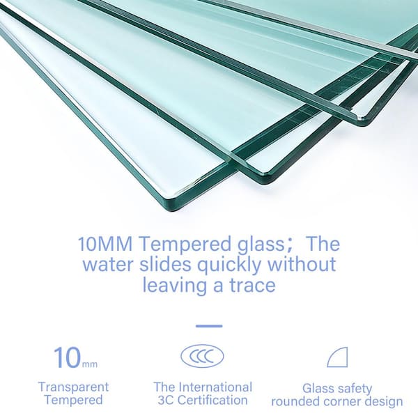 34 in. W x 72 in. H Pivot Semi Frameless Shower Door/Enclosure in Matte Black with Clear Grid Glass