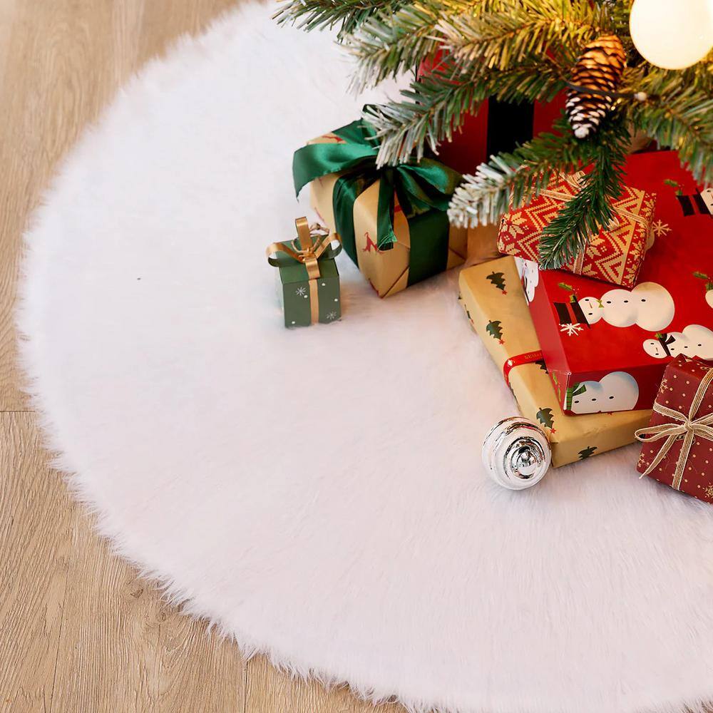 Amazon.com: White Tree Skirts Faux Fur Tree Skirt Christmas