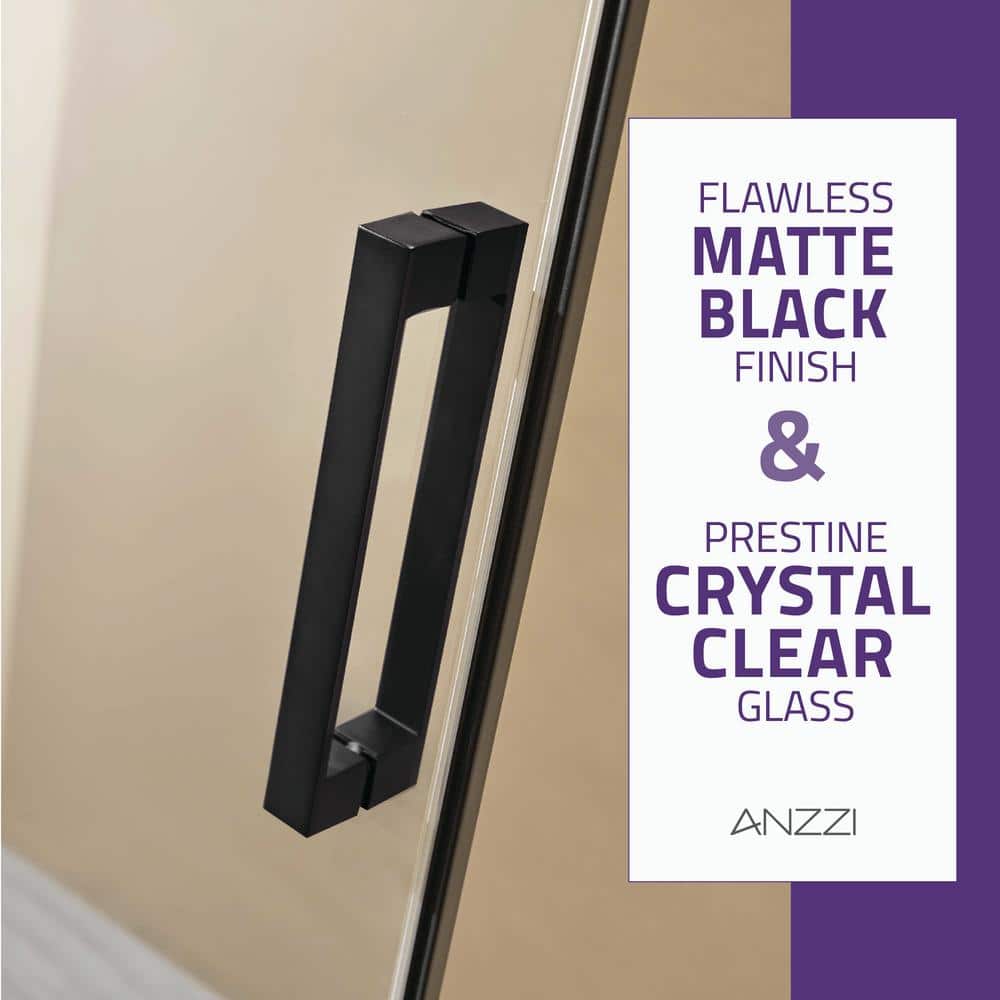 Rhodes 48" x 76" Frameless Sliding Shower Door in Matte Black
