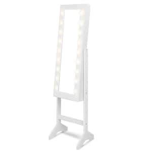 White MDF Jewelry Cabinet Organizer with 18 LED lights