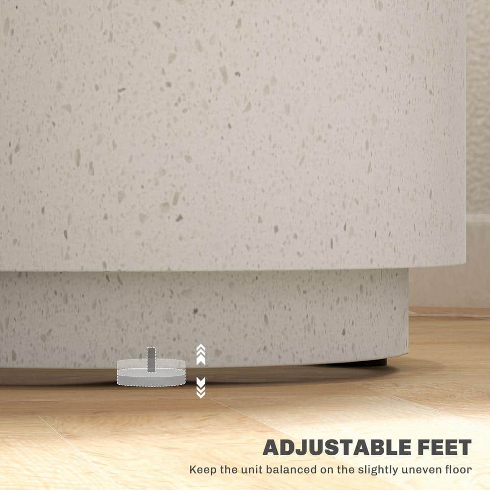 Cream White Terrazzo Finish Round Side Table with Adjustable Feet