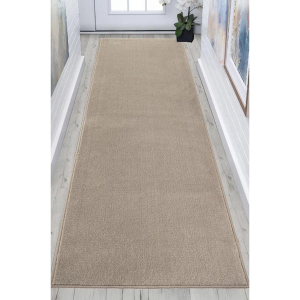 Custom Size Runner Rug Solid Ivory Color 26 in. W x 288 in. L Stair Runner 52 sq. ft.