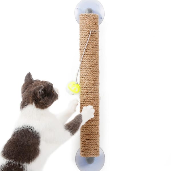 Pet Life 'Scrape-Away' Eco-Natural Sisal and Jute Hanging Carpet Cat Scratcher with Toy - Black