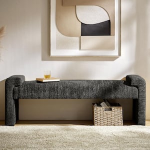 Johannes Black Transitional Upholstered Boucle 58.5 in Bedroom Bench with Foot Pads