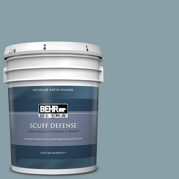 BEHR ULTRA 5 gal. #BNC-18 Aqua Gray Extra Durable Satin Enamel Interior Paint & Primer