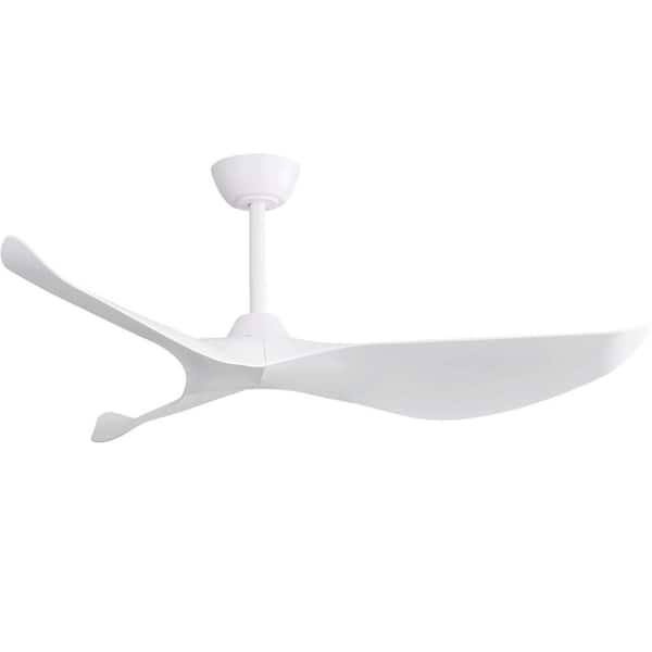 Sofucor 52 in. Indoor/Outdoor Modern White Ceiling Fan without Light and 6 Speed Remote Control