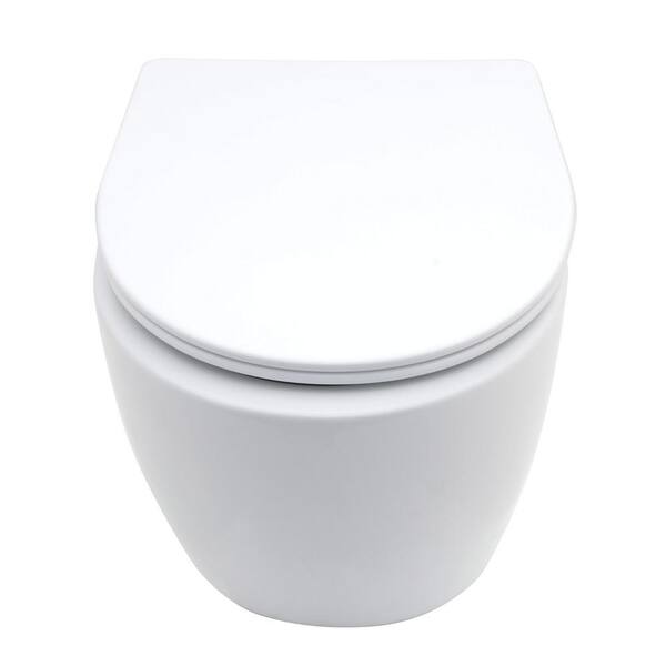 WELLFOR HT2 7 in. Wall Hung Elongated Toilet Bowl Only in White with Soft Closing Seat