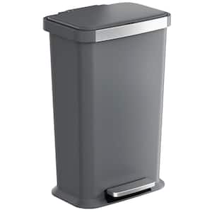 13.2 Gal. / 50 Liter Gray SoftStep Household Metal Trash Can with Odor Filter