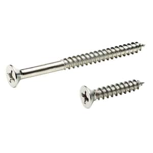#9 x 1 in. and #9 x 2-1/4 in. Phillips Flat-Head Chrome Door Hinge Wood Screw Kit (21-Pack)