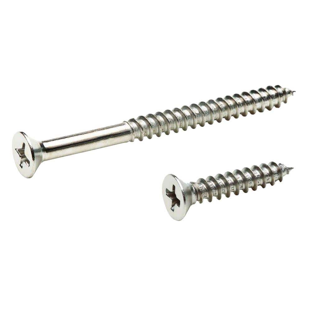#9 x 1 in. and #9 x 2-1/4 in. Phillips Flat-Head Chrome Door Hinge Wood Sc