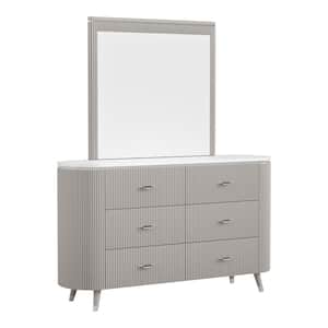 Quill Light Gray 6-Drawer 62.5 in. Dresser with Mirror