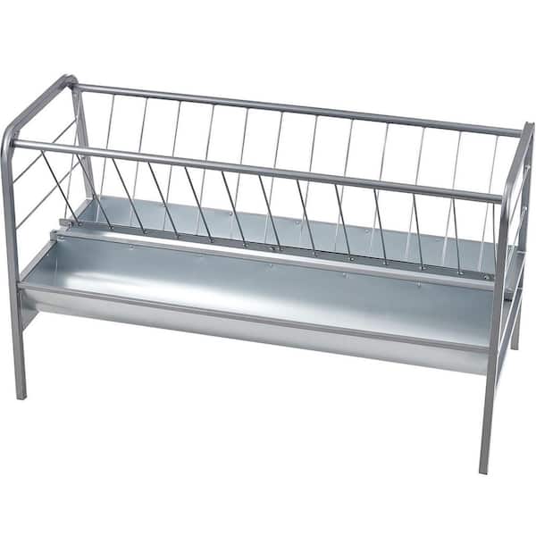 2-in-1 Livestock Hay Feeder, 80 Gal. Capacity, 59 in. Long Goat and Sheep Feeder with Deeper Feeding Pan, 2025 Update