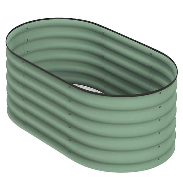 23.5 in.W x 6.5 in. H Metal Raised Garden Bed Kit in Green, Outdoor Elevated Planter Box with Safety Edging