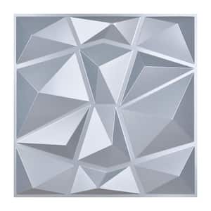 Diamond 3D PVC Wall Panel Silver Matt for Living Room 19.7 in. x 19.7 in ( 32 sq. ft./Pack)