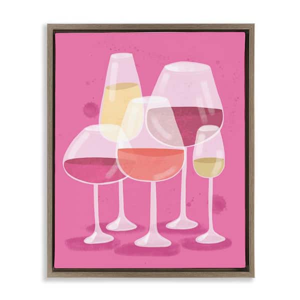 Stupell Industries Varied Wine Glasses by Kristina Hultkrantz Brown Floater Frame Food Graphic Art Print 21 in. x 17 in.