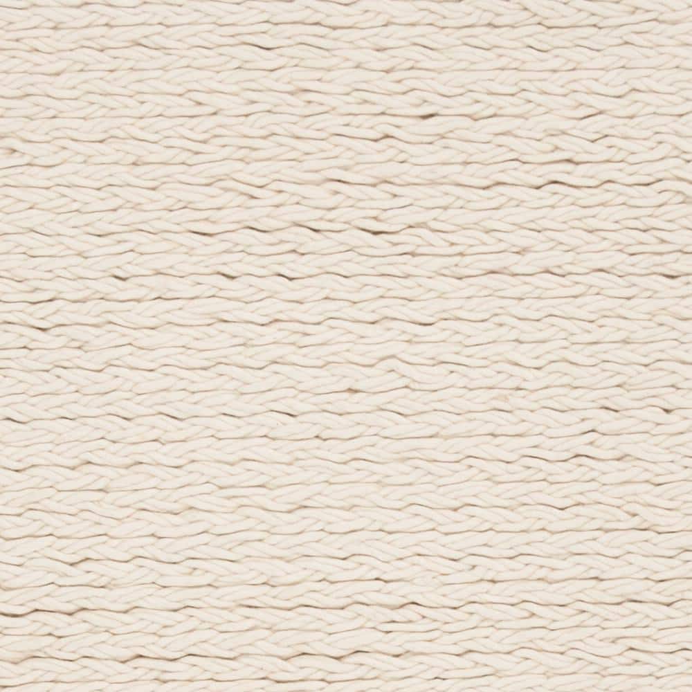 Ivory Braided Hand-Tufted Wool Square Area Rug, 5' x 8'