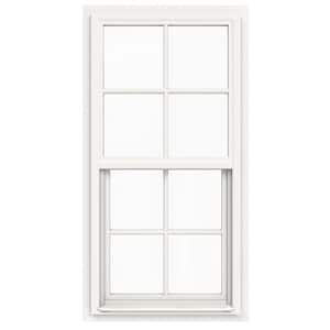 24 in. x 42 in. V-4500 Series White Single-Hung Vinyl Window with 4-Lite Colonial Grids/Grilles