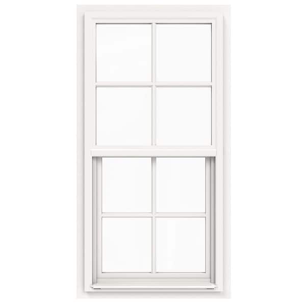 JELD-WEN 24 in. x 42 in. V-4500 Series White Single-Hung Vinyl Window with 4-Lite Colonial Grids/Grilles