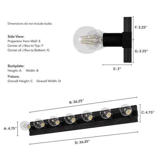 Hunter - Donelson 36.25 in. 7-Light Natural Iron Vanity Light