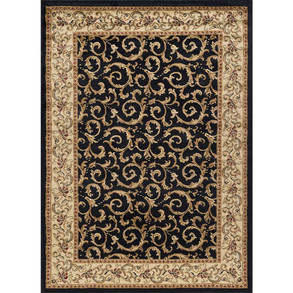 Tayse Rugs Elegance Oriental Black 9 ft. x 13 ft. Indoor Area Rug ...