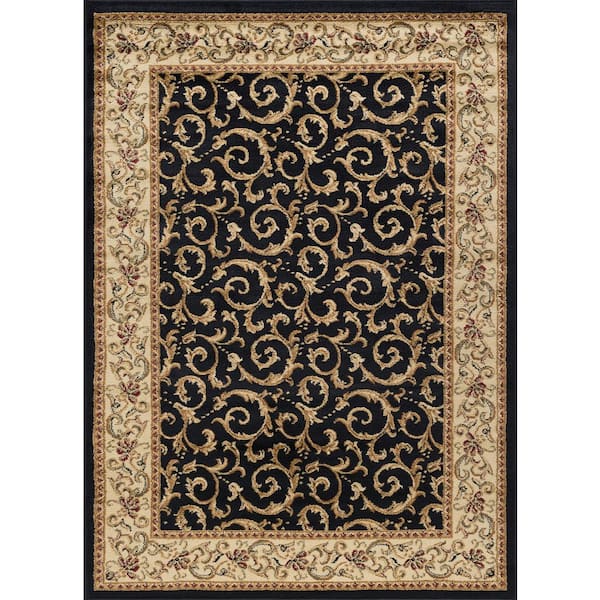 Elegance Oriental Black 9 ft. x 13 ft. Indoor Area Rug