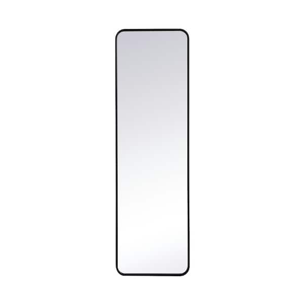 Unbranded Timeless Home 18 in. W x 60 in. H x modern Soft Corner Metal Rectangle Black Mirror