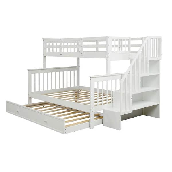 Eer White Twin Over Full Bunk Bed, Twin Over Full Bunk Bed With Trundle White