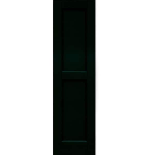 Winworks Wood Composite 12 in. x 44 in. Contemporary Flat Panel Shutters Pair #654 Rookwood Shutter Green