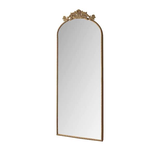 Bronze 24 in W x 58 in. H Mid Century Arch Iron Framed Mirror Wall Mirror Wall Decor Mirror