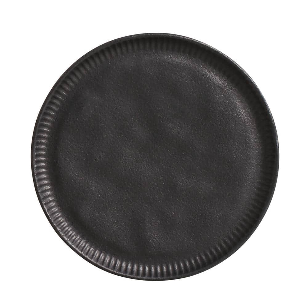 Matte Black Handcrafted Porcelain Round Dessert Plate