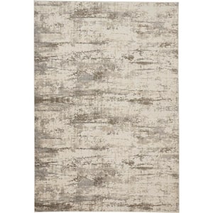 2 X 3 Ivory And Brown Abstract Area Rug