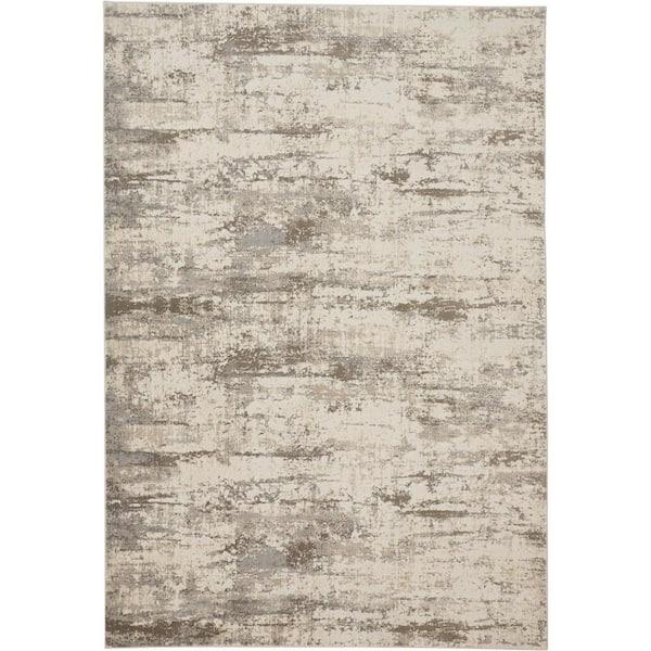 2 x 3 Ivory And Brown Abstract Area Rug