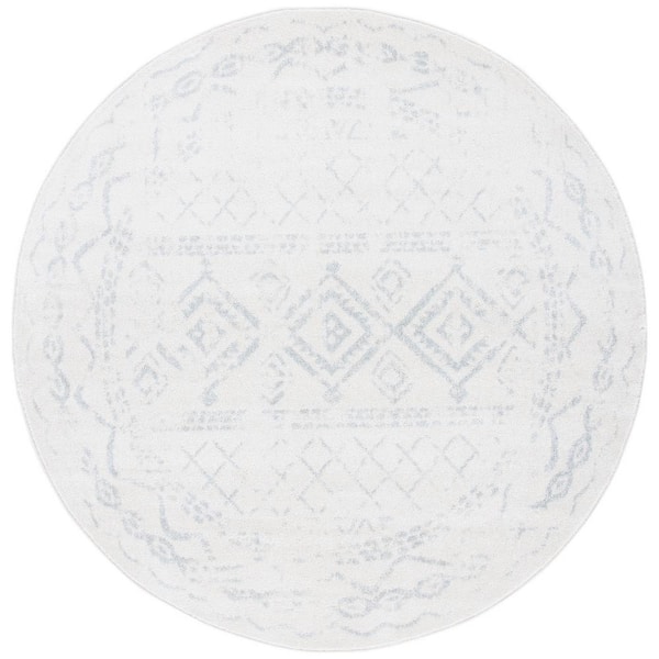 SAFAVIEH Tulum Ivory/Light Gray 7 ft. x 7 ft. Round Border Area Rug