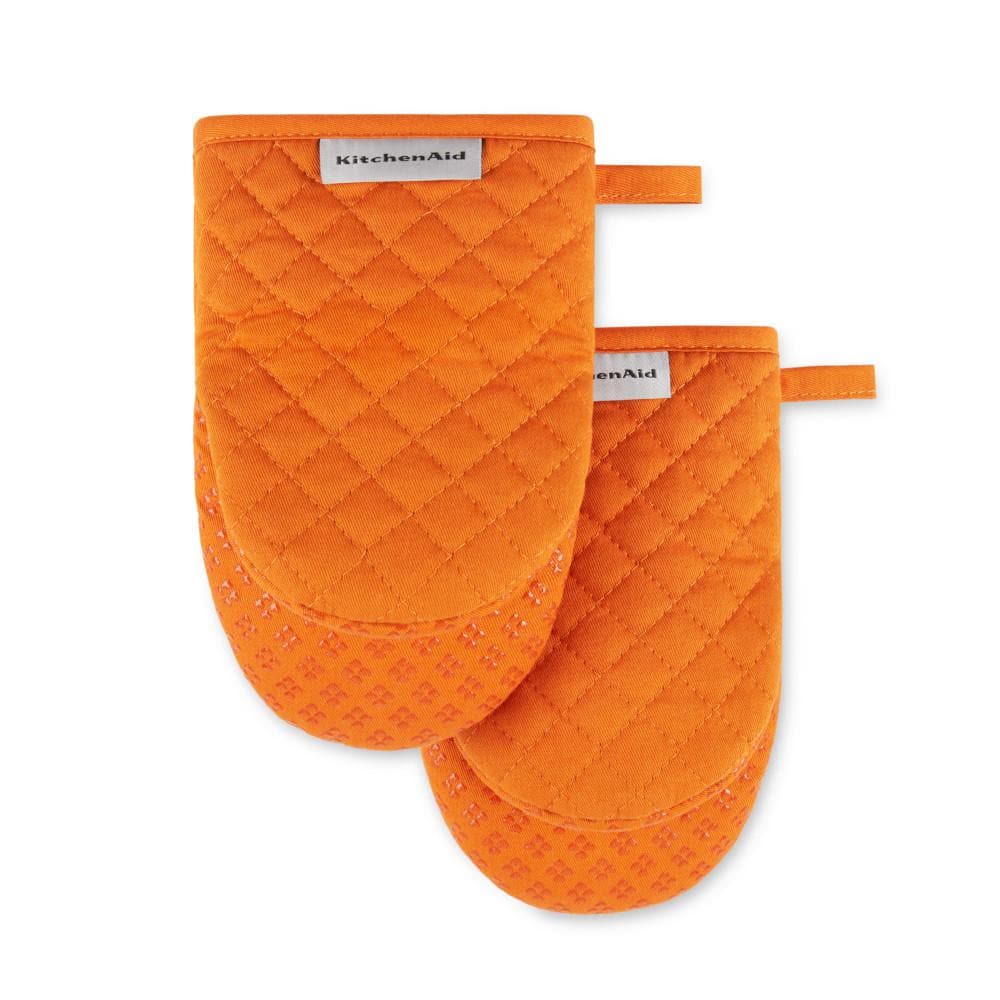 Honey Orange Silicone Mini Oven Mitts, 2-Pack